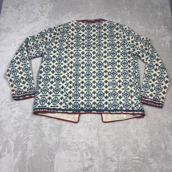 Sheryl Crow Womens Embellished Bohemian Beaded‎ Jacket M Blue Red Geometric Boho - Picture 8 of 11